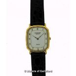 Gentlemen's Raymond Weil wristwatch, 18ct gold electroplated case, slim cream dial with Arabic