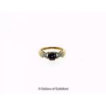 Purple spinel and diamond ring, oval cut purple spinel, weighing an estimated 1.07cts, with