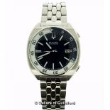 *Gentlemen's Bulova Accutron II stainless steel wristwatch, circular blue dial, with baton hour