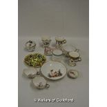 Assorted tea cups and saucers including Meissen