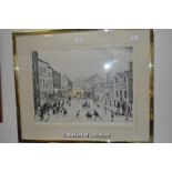 *After Lowry, print, "Level Crossing, Burton-On-Trent", signed in pencil, 41 x 57cm