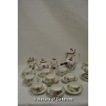 Meissen china, comprising; teapot, coffee pot, chocolate pot, milk jug, tea cups and saucers, floral