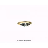 Art Deco diamond ring, central round cut diamond, with further diamonds set to each shoulder,