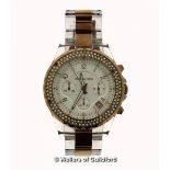 *Michael Kors wristwatch, circular cream dial with white stone set bezel, a/f some stones missing,