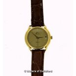 *Gentlemen's Henri Duvoisin 18ct gold plated automatic wristwatch, circular gold tone dial, with