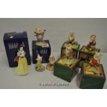 Royal Doulton, Snow White and the Seven Dwarfs figurines, most with boxes