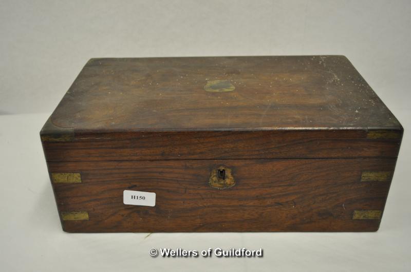 Victorian walnut writing slope and a quantity of bric-a-brac