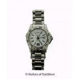 *Ladies' Longines Hydro Conquest wristwatch, circular white dial, with Arabic numerals, baton hour