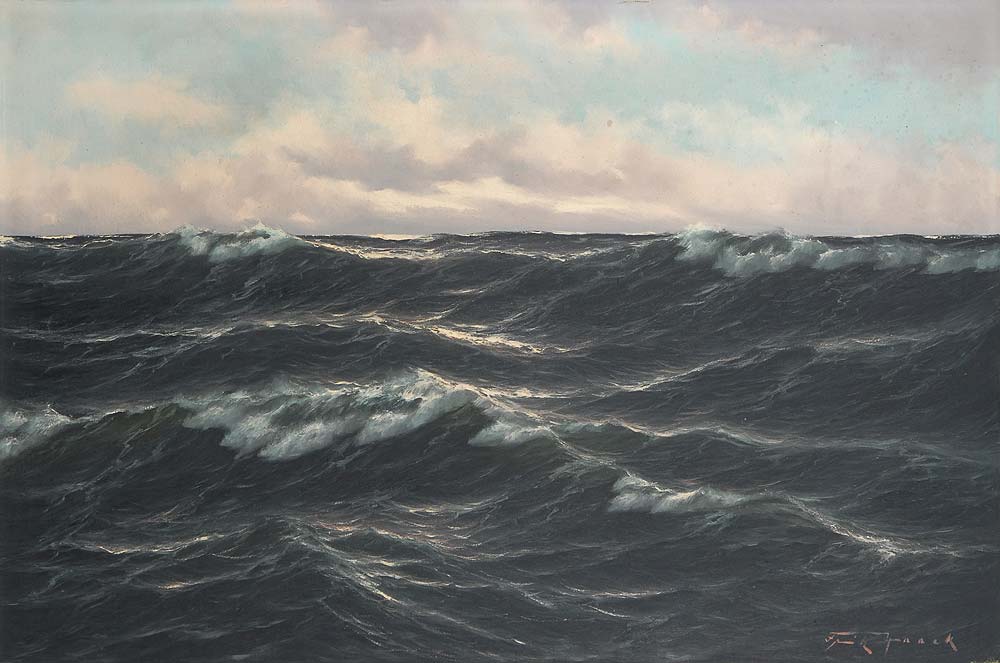 Haack, Fritz: Meereswogen. Öl/Leinwand, rechts unten signiert, verso als "Atlantik-Original"