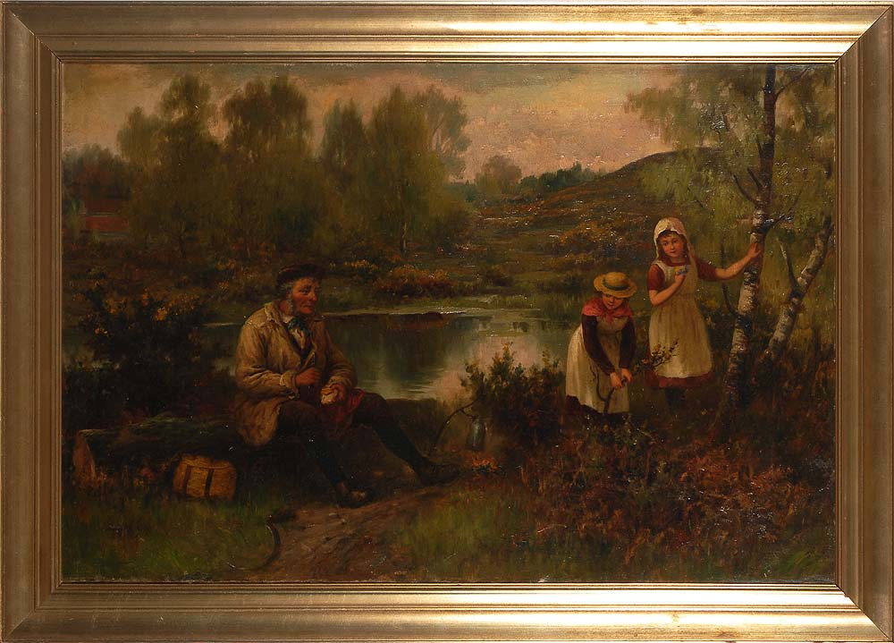 Hardy, James: Vater mit zwei Töchtern. Öl/Leinwand, links unten signiert/datiert: 1886. Der Alte bei - Image 2 of 3
