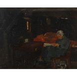 Balzer, Ferdinand: Großmutter bei der Heimarbeit. Öl/Holz, links unten signiert/teils undeutlich