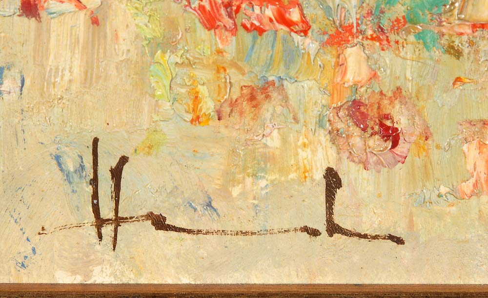 Heinisch, Herbert: Expressive Landschaft. Öl/Holz, links unten signiert. Farbenfroh gespachtelte - Image 3 of 3