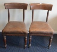 A heavy set of six bar back chairs on fluted legs.