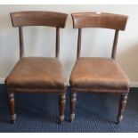 A heavy set of six bar back chairs on fluted legs.