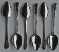 A set of six Georgian OE pattern teaspoons. London