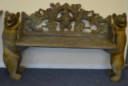 BLACK FOREST: An unusual carved bench, the two bea