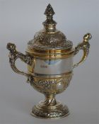 A good quality silver gilt trophy cup, the body he