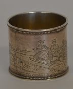 A good quality large Russian napkin ring with bead