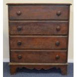 A mahogany chest of four drawers on bracket feet.