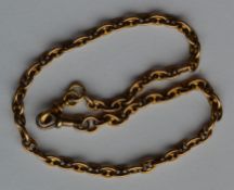 A heavy 9 carat necklace with ring clasp. Approx.