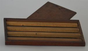 An unusual boxed set of four Stanley rulers with s