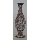 A Persian silver and enamelled swirl vase on pedes
