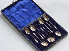 An attractive set of six apostle top spoons with m