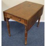 A mahogany Pembroke table on turned supports. Est.