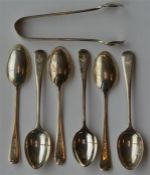 A group of six OE pattern teaspoons with Masonic e