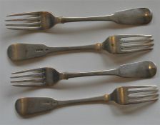 A set of four Irish fiddle pattern forks. Dublin.