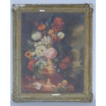 K BARTLE: A framed oil painting of flowers. Approx