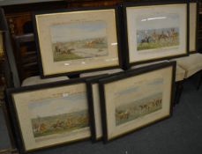 A good set of eight framed and glazed hunting prin