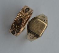 A small 9 carat signet ring together with a hair d