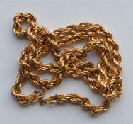 A heavy 9 carat rope twist chain with ring clasp.