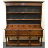 A good Georgian style dresser with stretcher base