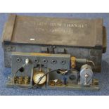 A good brass mounted spark tester in fitted box. E