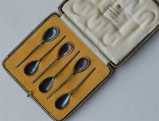 A boxed set of six stylish coffee spoons. Edinburg