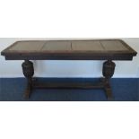 A good oak drawer leaf table on stretcher base. Es