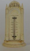 A small carved ivory desk thermometer. Approx. 13