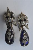 A pair of Antique enamelled and paste drop earring