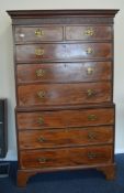 A large Edwardian chest on chest set with eight dr