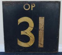 A cast metal number plate, (OP31). Approx. 45.5 cm