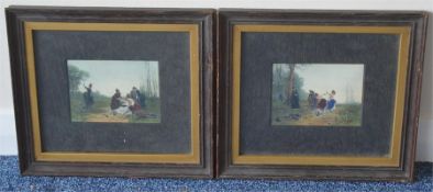 EMILE BAYARD: A pair of framed and glazed pictures