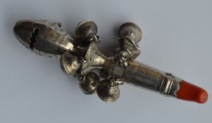 A good Antique rattle with engraved decoration and