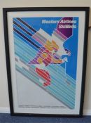 An original Western Airlines Skybird poster. Signed, framed and glazed. Est. £150 - £200.