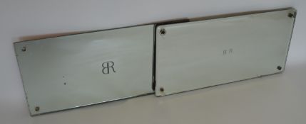 Two British Railways carriage lavatory mirrors, ea