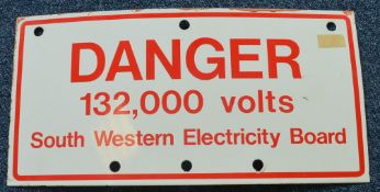 A South Western Electricity board enamel "Danger"