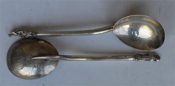 A pair of attractive Continental spoons engraved w