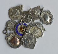 A group of ten football medallions with scroll dec