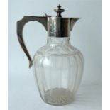 A good etched glass lemonade jug with hinge top to